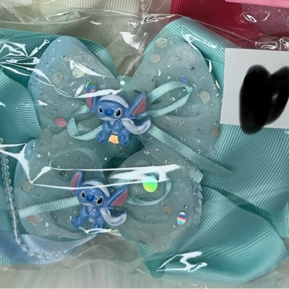5 sets of 2 stitch Charming Kids Hair Bow Set with Character Accents - Picture 6 of 7